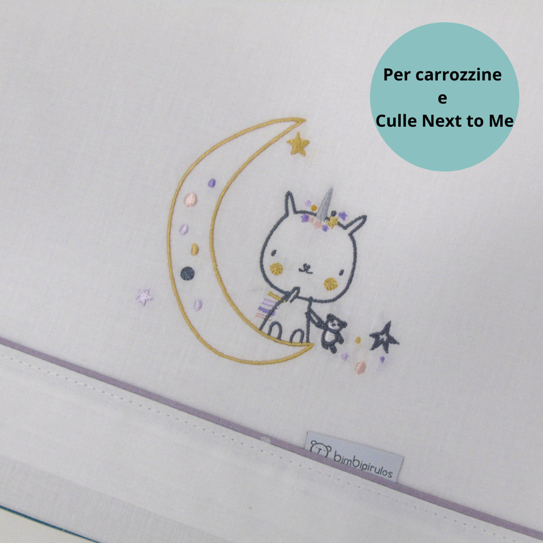 Lenzuola culla next to me e carrozzina - Unicorno