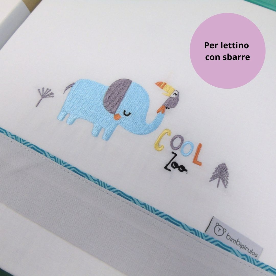 COMPLETO LENZUOLA LETTINO CON SBARRE NEONATO - ZOO