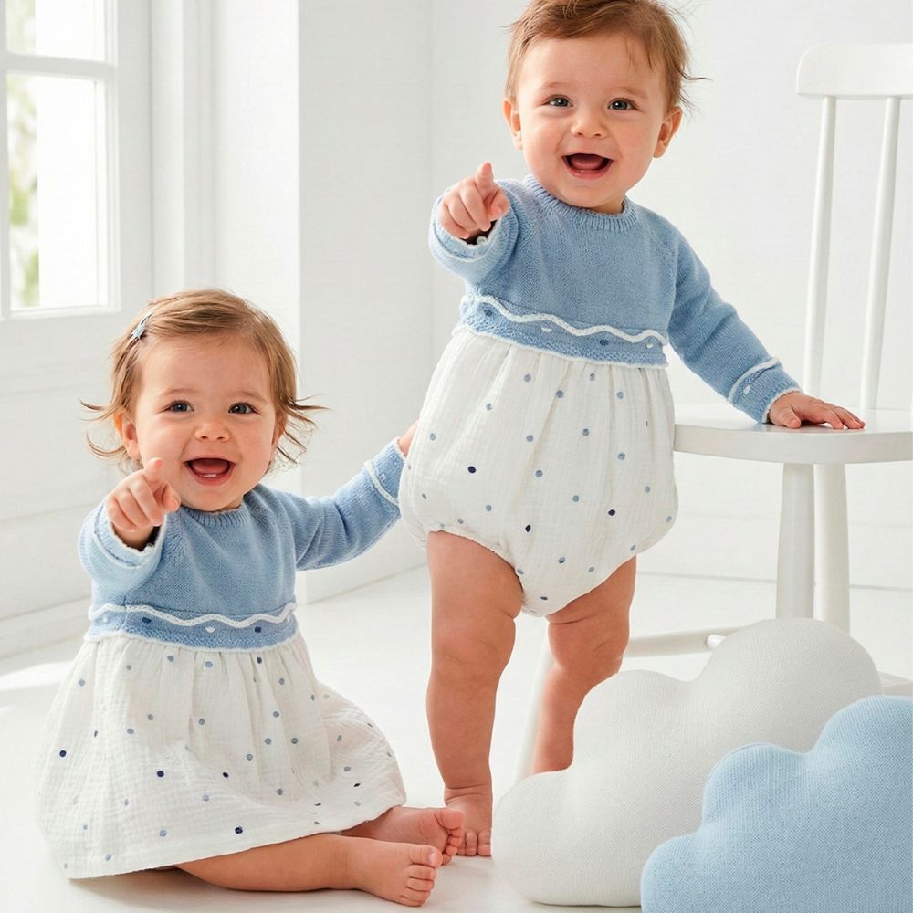 Vestito Invernale Neonata Olympo - Celeste - Mac Ilusion