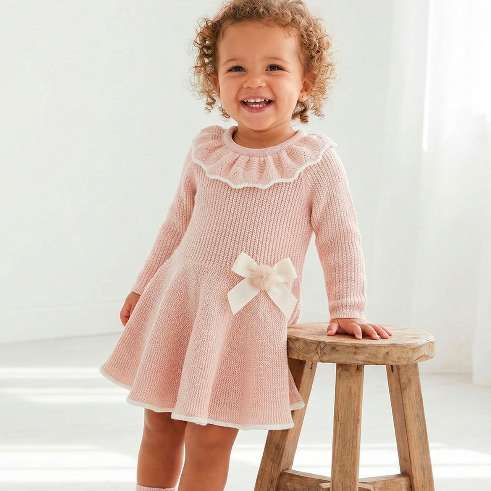 Vestito Vestitino Neonata Bambina Misto Lana - Fiocco