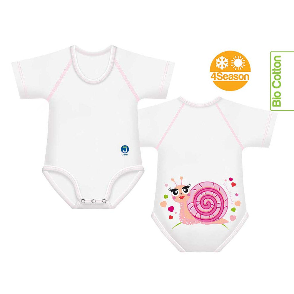 BODY JBIMBI TAGLIA UNICA 0-36 MESI PER NEONATO BAMBINO IN BIOCOTONE SLOW FRIENDS COLLECTION - CHIOCCIOLA