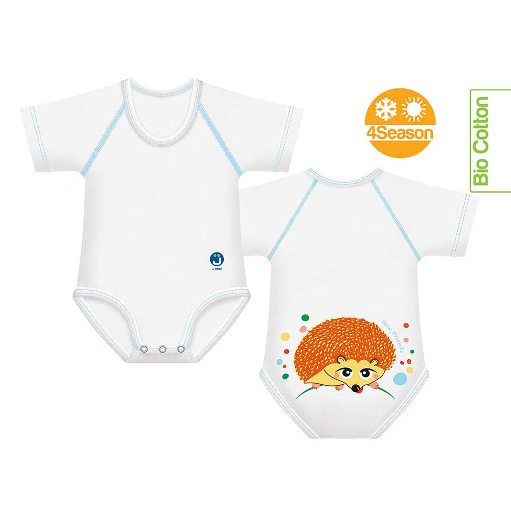 BODY JBIMBI TAGLIA UNICA 0-36 MESI PER NEONATO BAMBINO IN BIOCOTONE SLOW FRIENDS COLLECTION - RICCIO