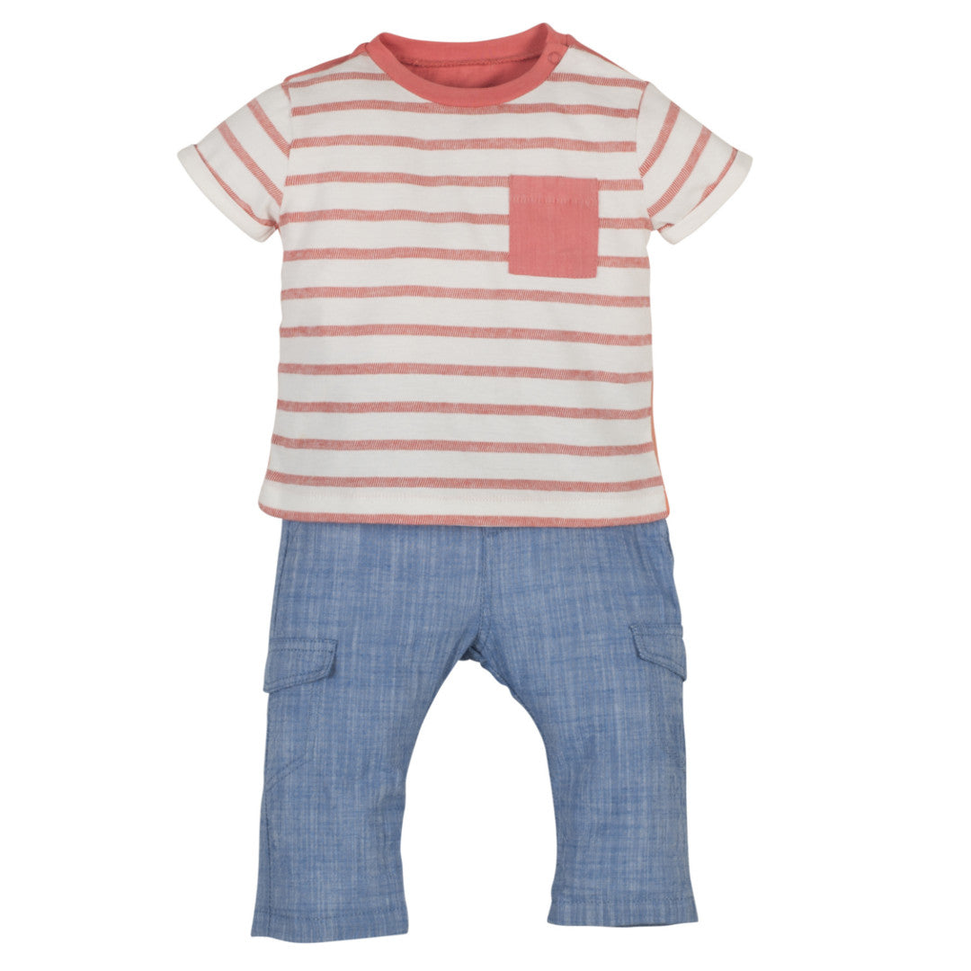 COMPLETO ESTIVO NEONATO BAMBINO BIO MAGLIA E PANTALONE JEANS 3 MESI - 2 ANNI