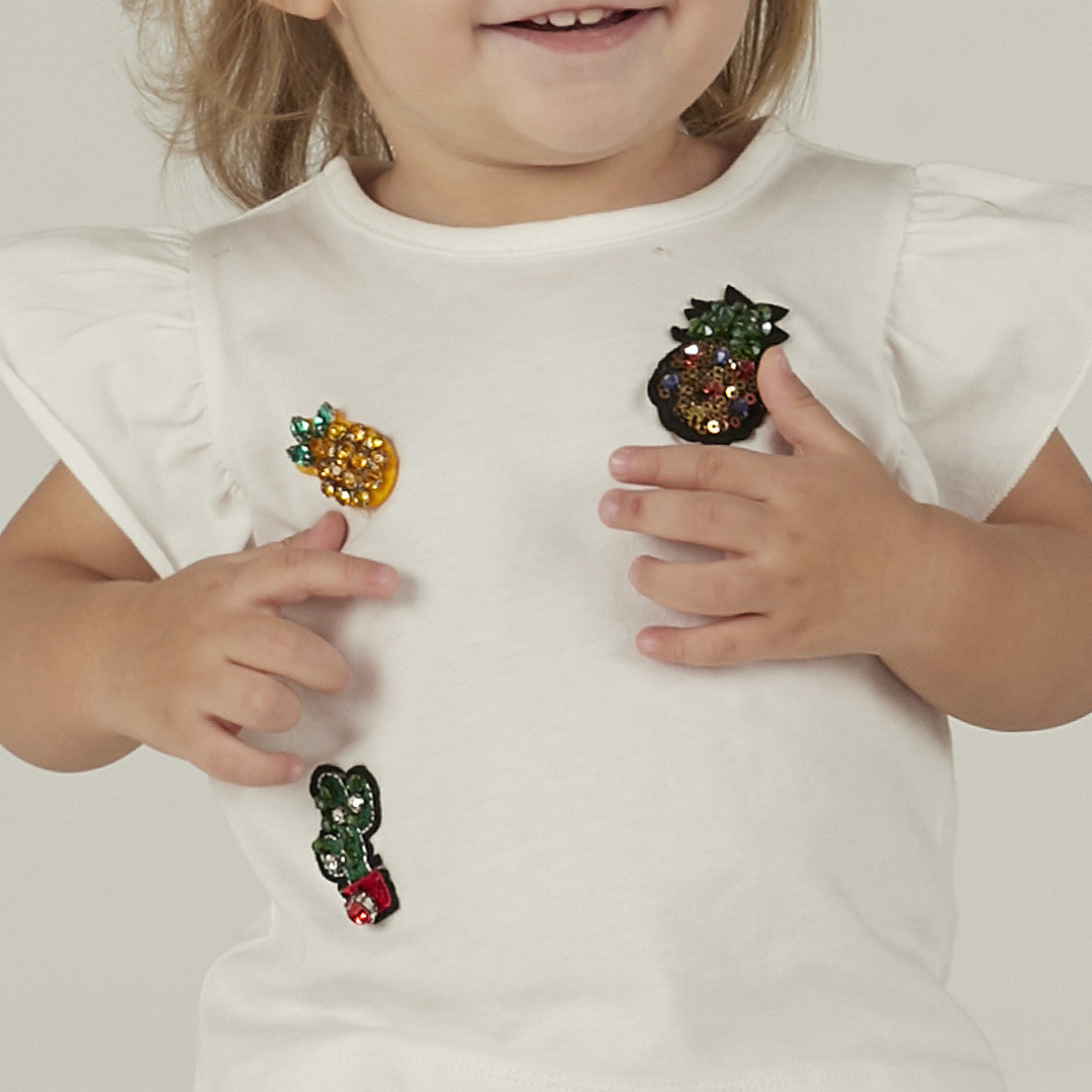 COMPLETO NEONATA BAMBINA BIO MAGLIA CON PAILETTES + LEGGINGS ANANAS 6 MESI - 3 ANNI