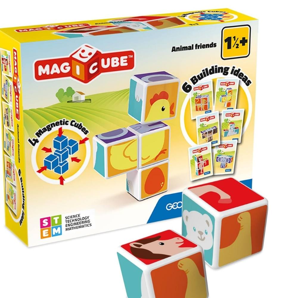Cubi Costruzioni Magnetiche - 4 + 6 Cards - Animali - Geomag