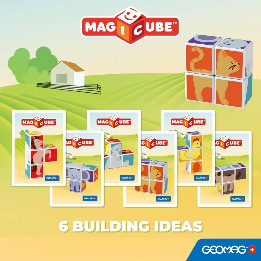 Cubi Costruzioni Magnetiche - 4 + 6 Cards - Animali - Geomag