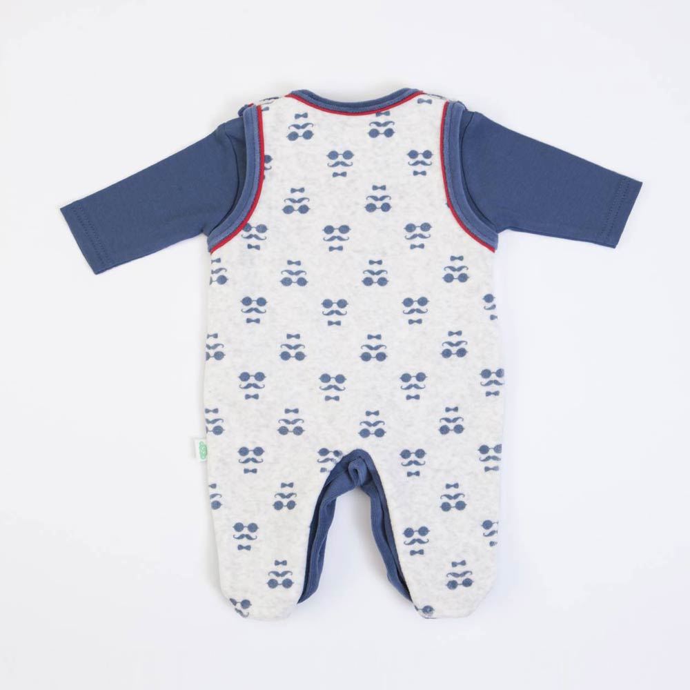 TUTINA NEONATO CINIGLIA SALOPETTE MANICA LUNGA BRETELLE BLU