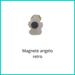 SACCHETTINO CONFETTI SEGNAPOSTO BOMBONIERA NASCITA BATTESIMO MAGNETE ANGELO ROSA ORO - Nene Shop