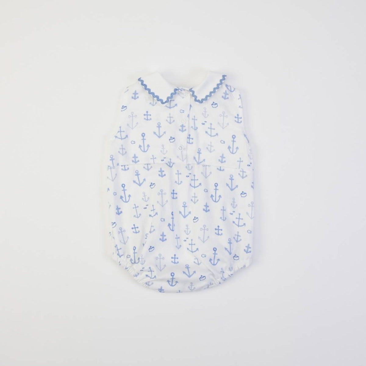Pagliaccetto Neonato Bambino in Cotone Stampato - Ancore - retro