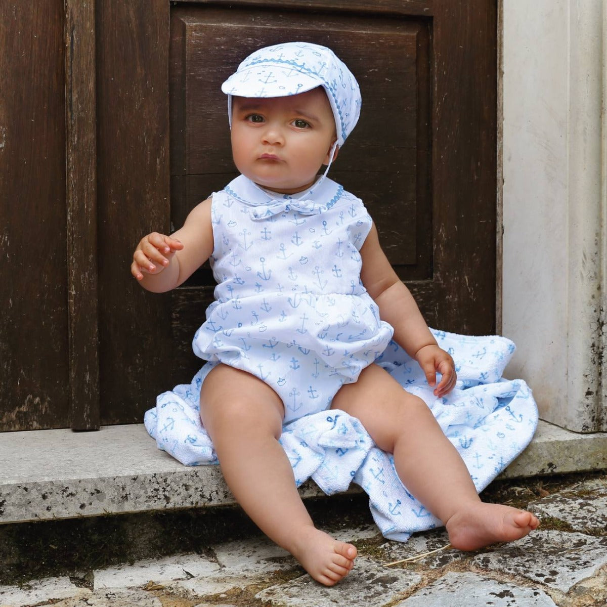 Pagliaccetto Neonato Bambino in Cotone Stampato - Ancore
