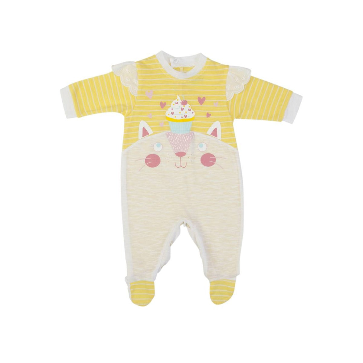 Tutina Neonato Nascita in Cotone Primavera Estate - Gattino