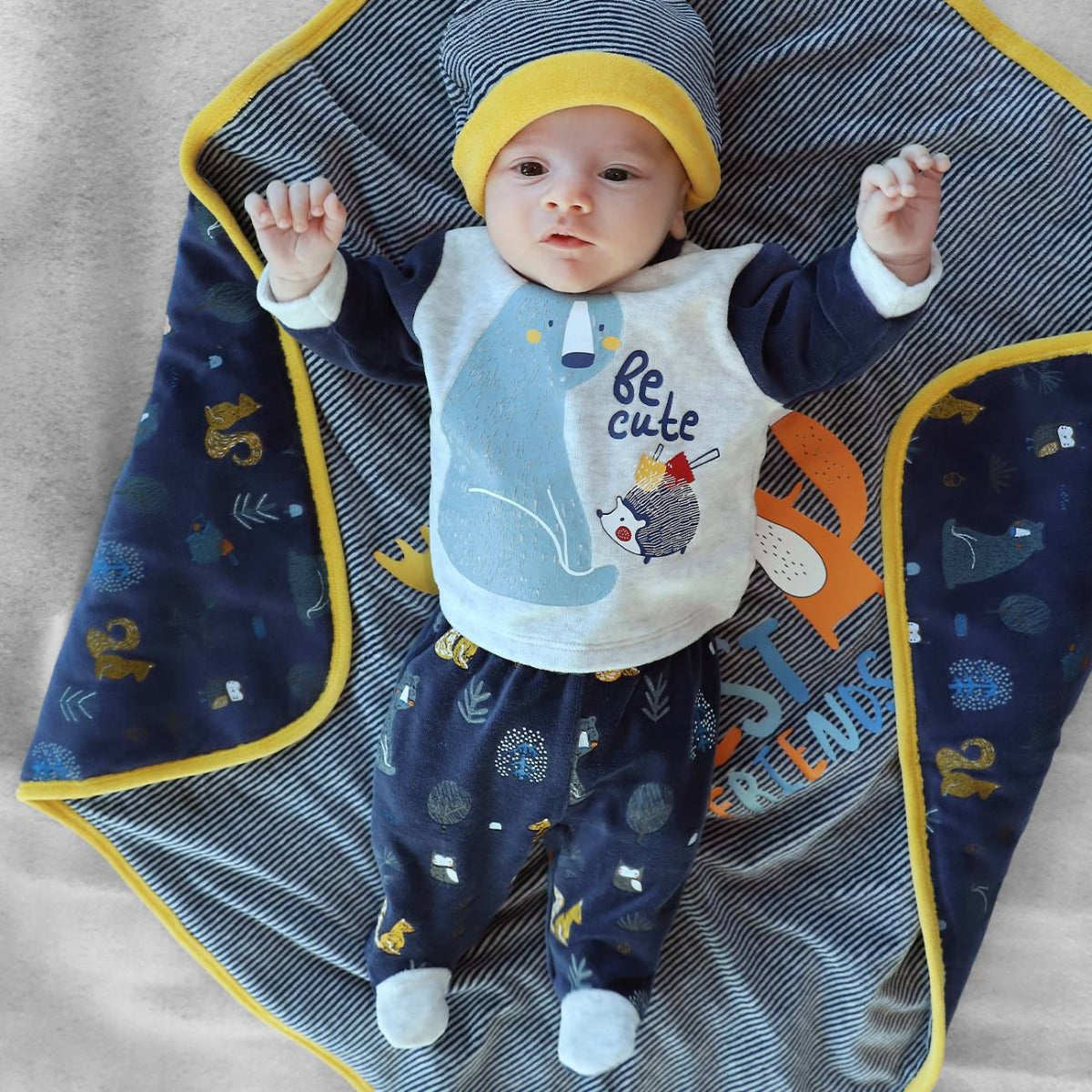 Copertina Neonato Culla Carrozzina in Ciniglia - Amici della foresta