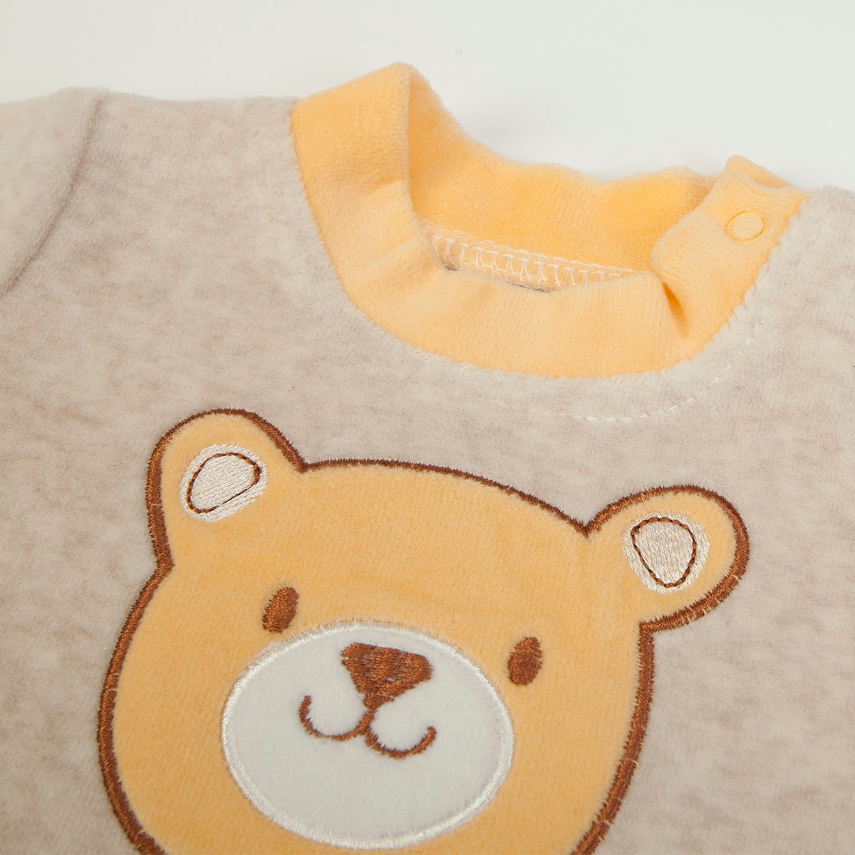 Tutina Neonato In Ciniglia Invernale 2 Pezzi - Orsetto - collo