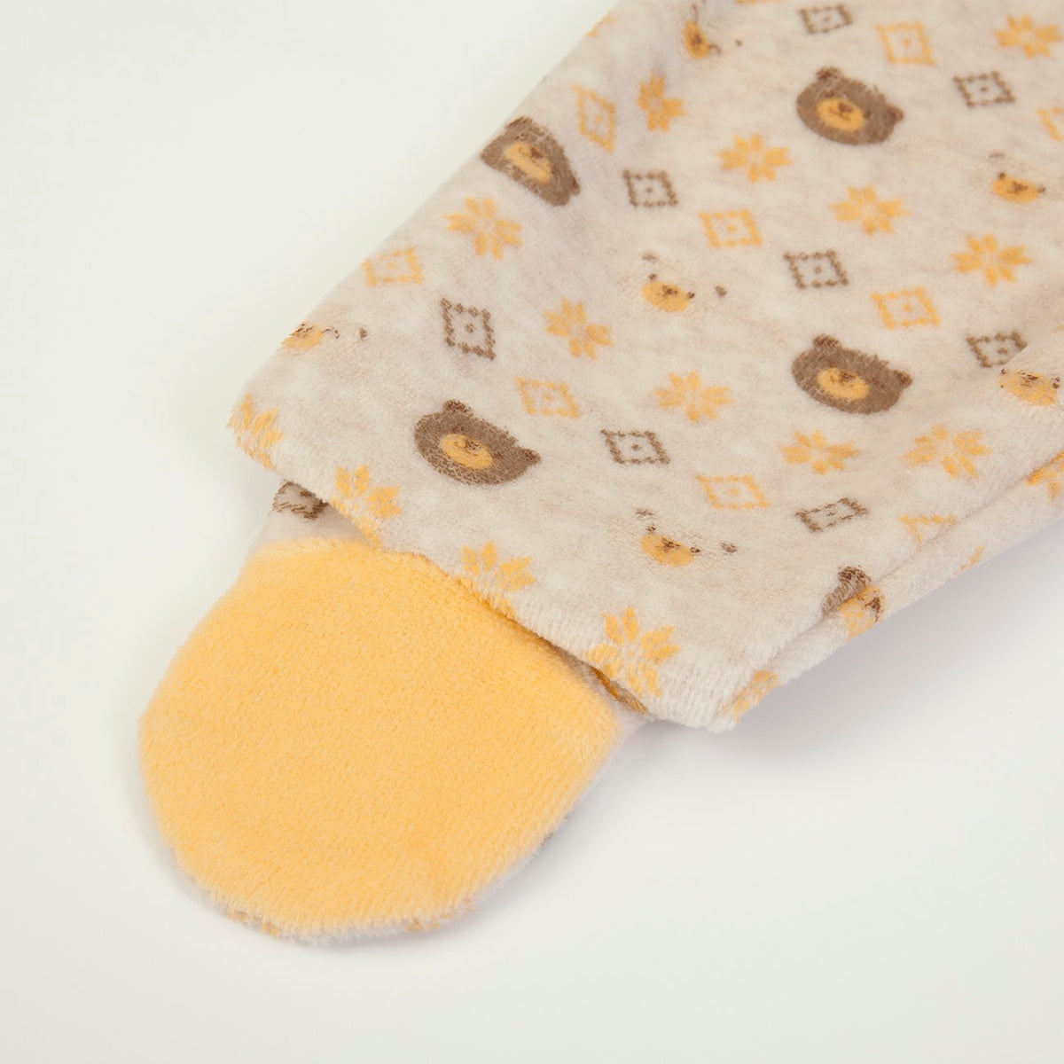 Tutina Neonato In Ciniglia Invernale 2 Pezzi - Orsetto - piedino