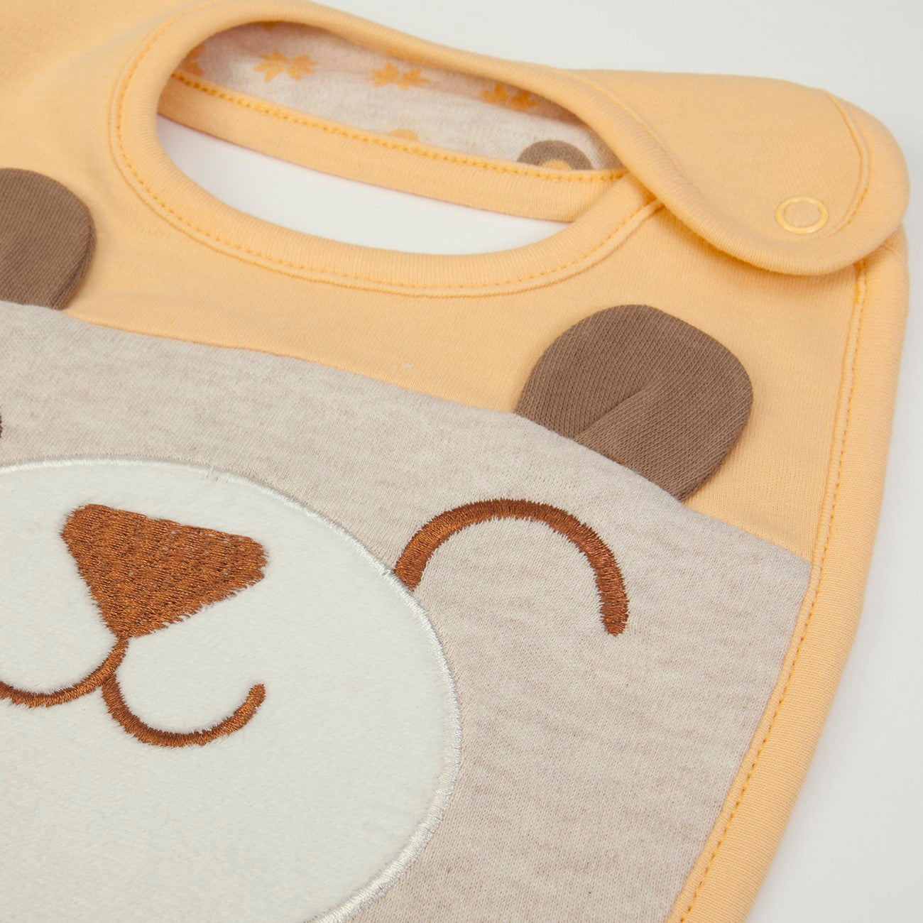 Bavaglino Neonato In Cotone Ricamato - Orsetto - chiusura