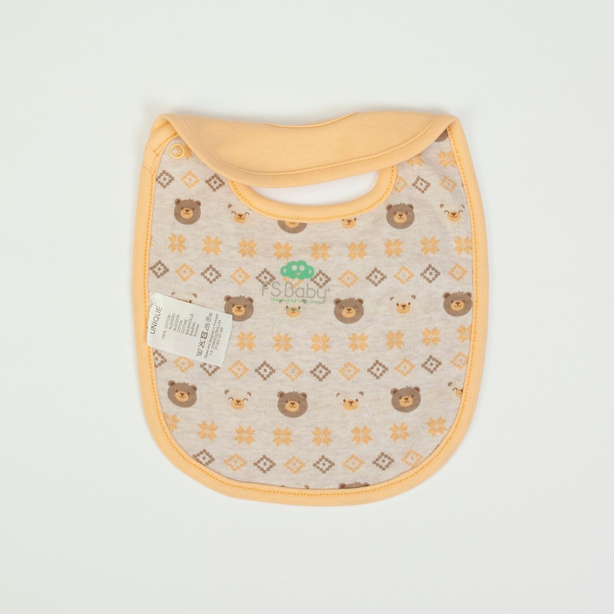 Bavaglino Neonato In Cotone Ricamato - Orsetto - retro