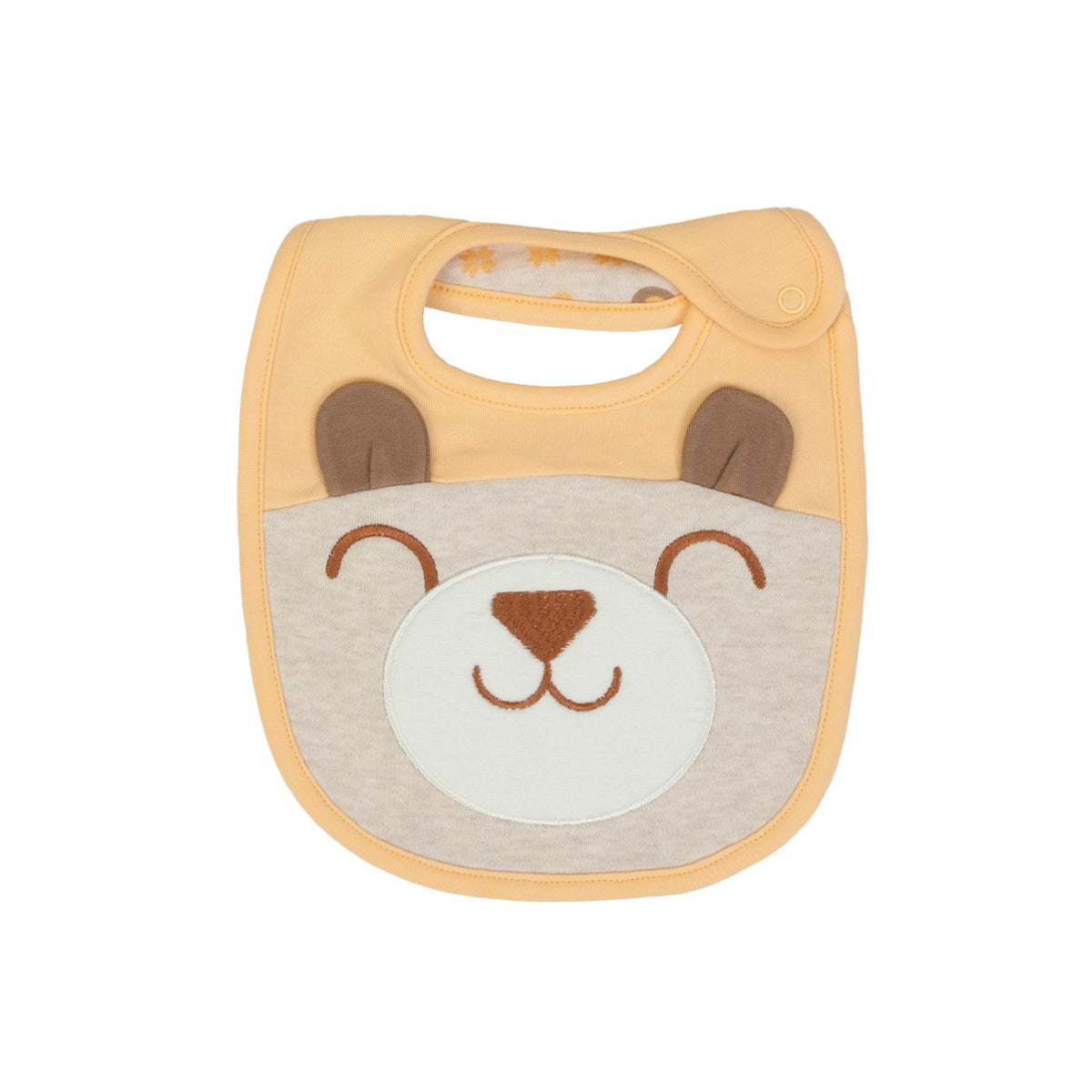 Bavaglino Neonato In Cotone Ricamato - Orsetto