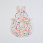 Pagliaccetto Neonata Invernale con Salopette - Fiori - retro salopette