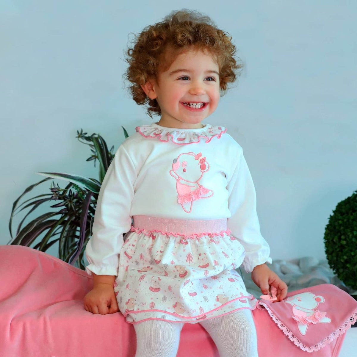 Completo Neonata Bambina invernale Gonna e Maglia - Orsetto