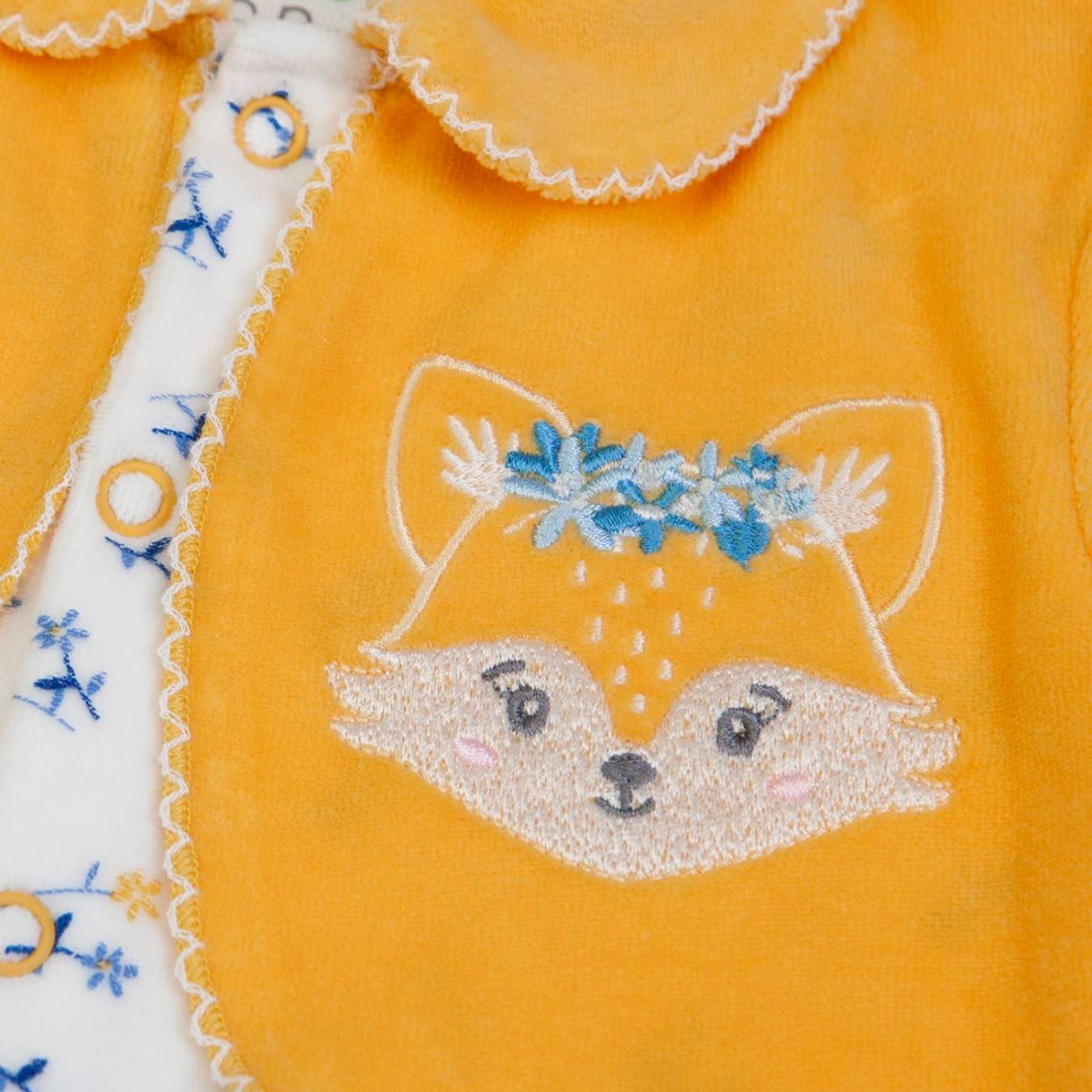 Tutina Neonato Nascita Femminuccia in Ciniglia con Scaldacuore - Volpe - ricamo