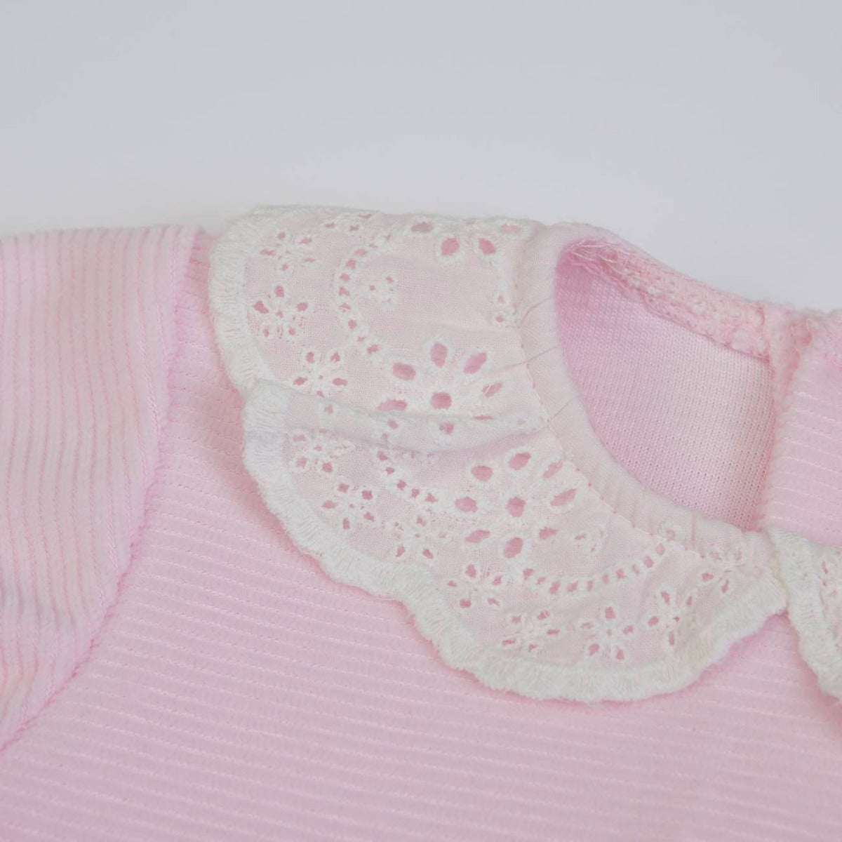 Tutina Neonato Nascita Femminuccia in Ciniglia Rosa - colletto