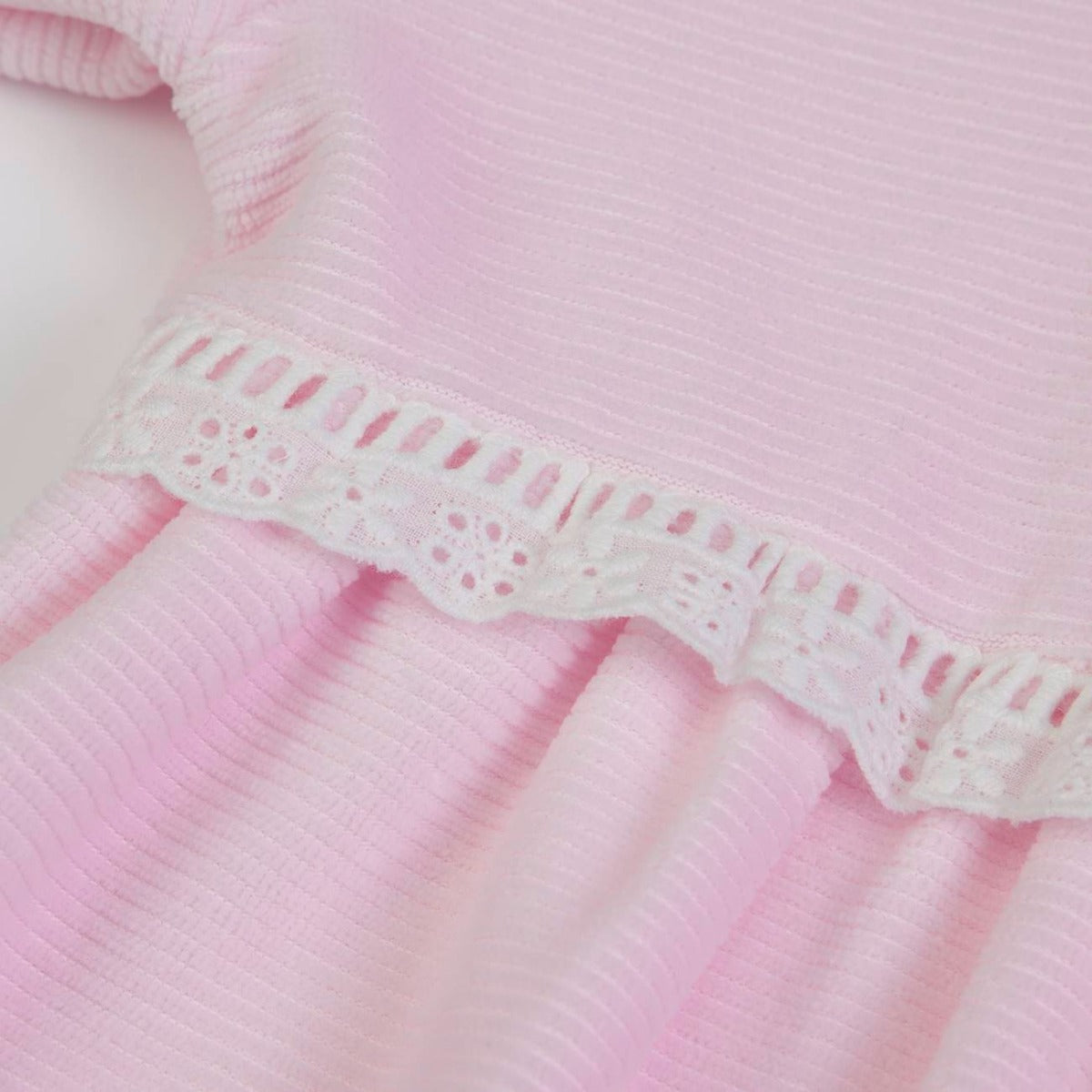 Tutina Neonato Nascita Femminuccia in Ciniglia Rosa - pizzo