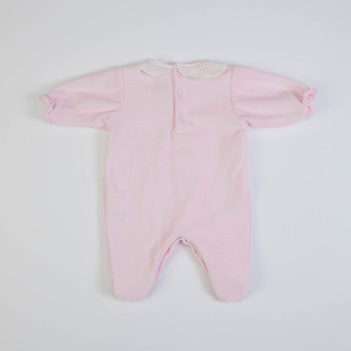 Tutina Neonato Nascita Femminuccia in Ciniglia Rosa - retro