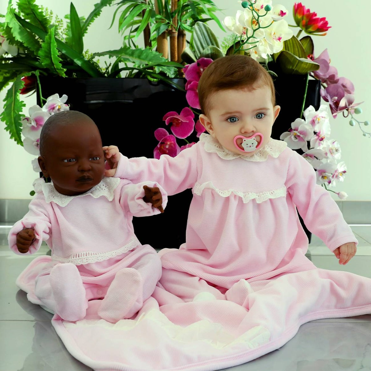 Tutina Neonato Nascita Femminuccia in Ciniglia Rosa
