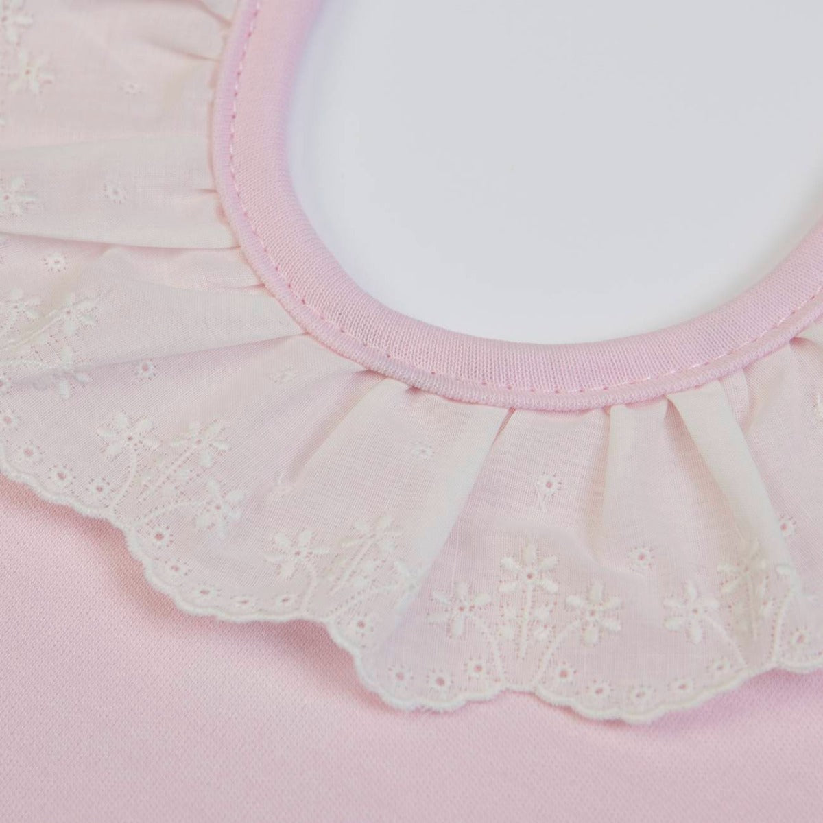 Bavaglino Neonata Nascita rosa con Pizzo - dettaglio