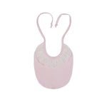 Bavaglino Neonata Nascita rosa con Pizzo
