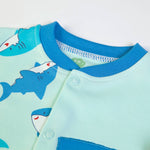 Pagliaccetto Neonato Bambino Cotone Estivo - Baby Shark - collo