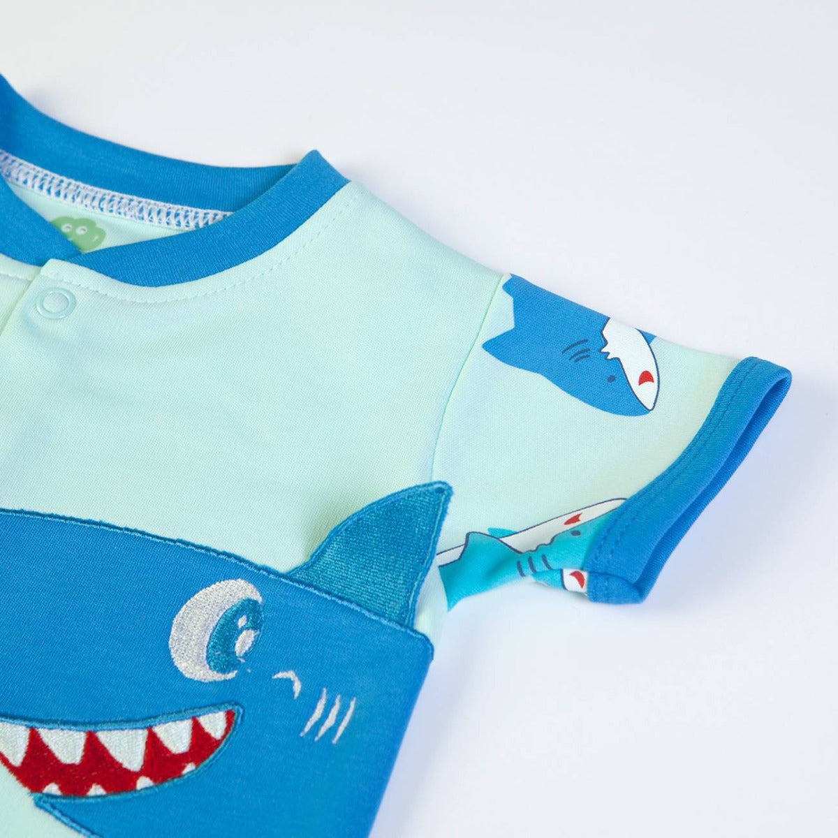 Pagliaccetto Neonato Bambino Cotone Estivo - Baby Shark - manica