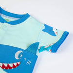 Pagliaccetto Neonato Bambino Cotone Estivo - Baby Shark - manica