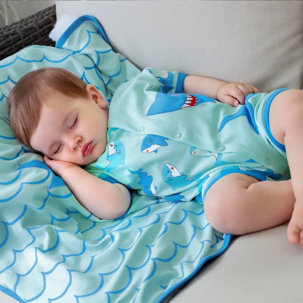 Pagliaccetto Neonato Bambino Cotone Estivo - Baby Shark