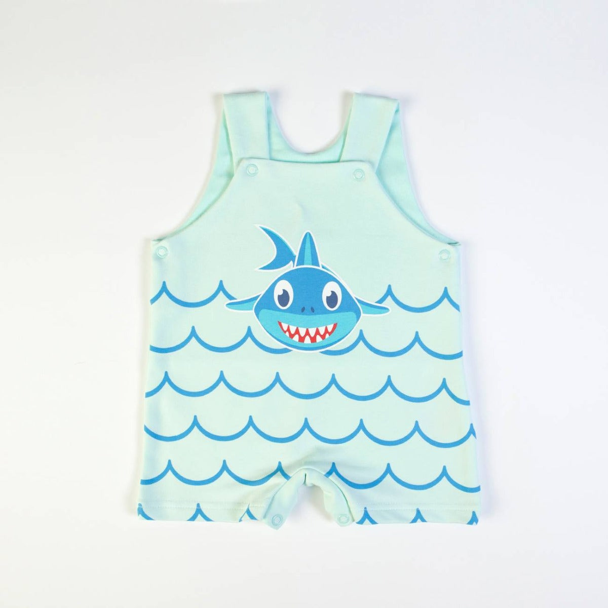Pagliaccetto Salopette Mezza Manica in cotone - Baby Shark - salopette