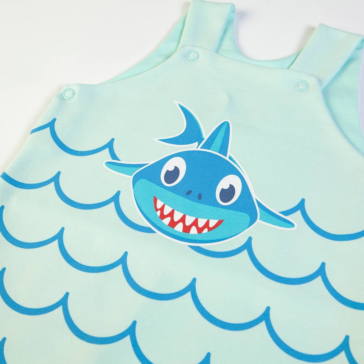 Pagliaccetto Salopette Mezza Manica in cotone - Baby Shark - stampa