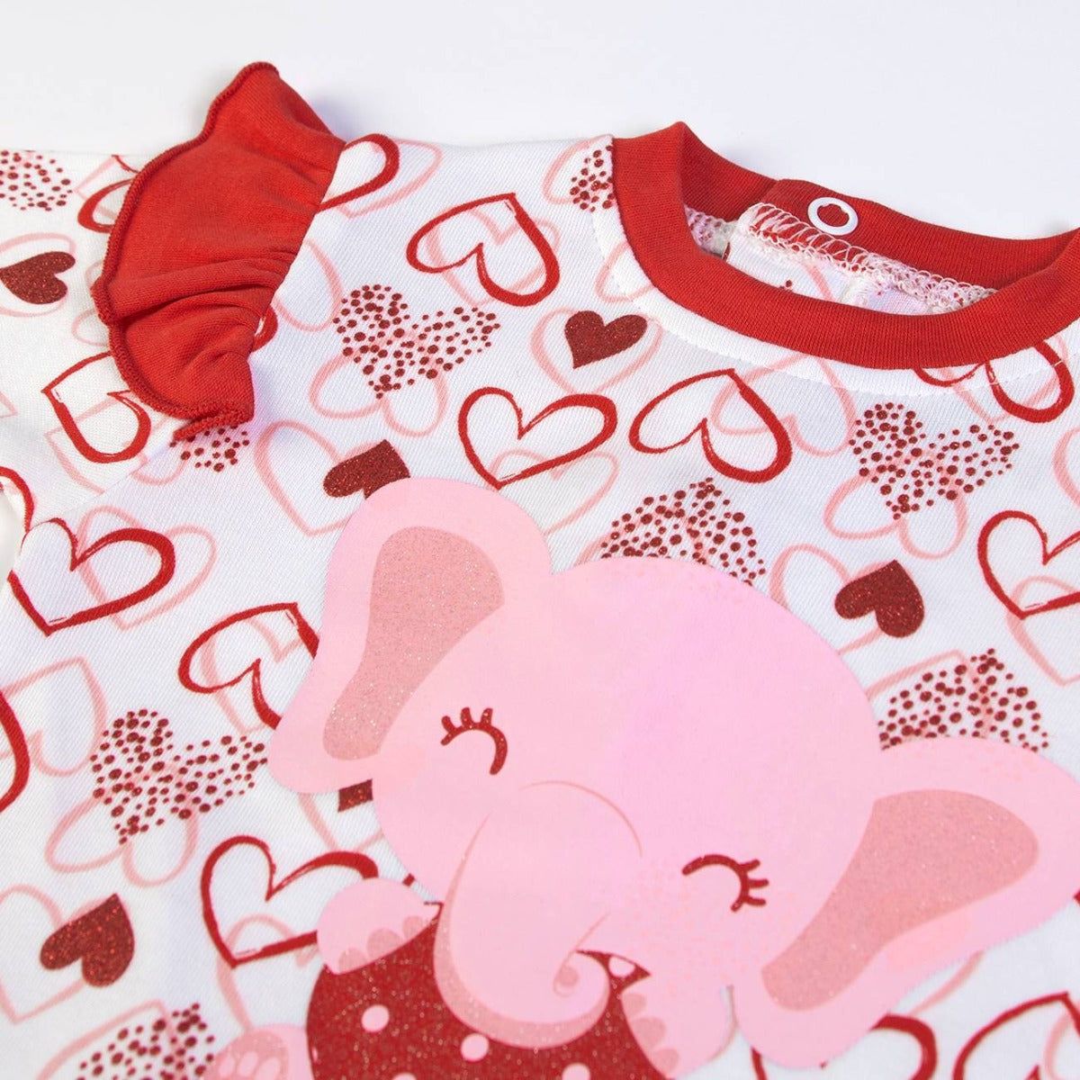 Tutina Neonato Nascita in Cotone Primavera - Cuori - collo