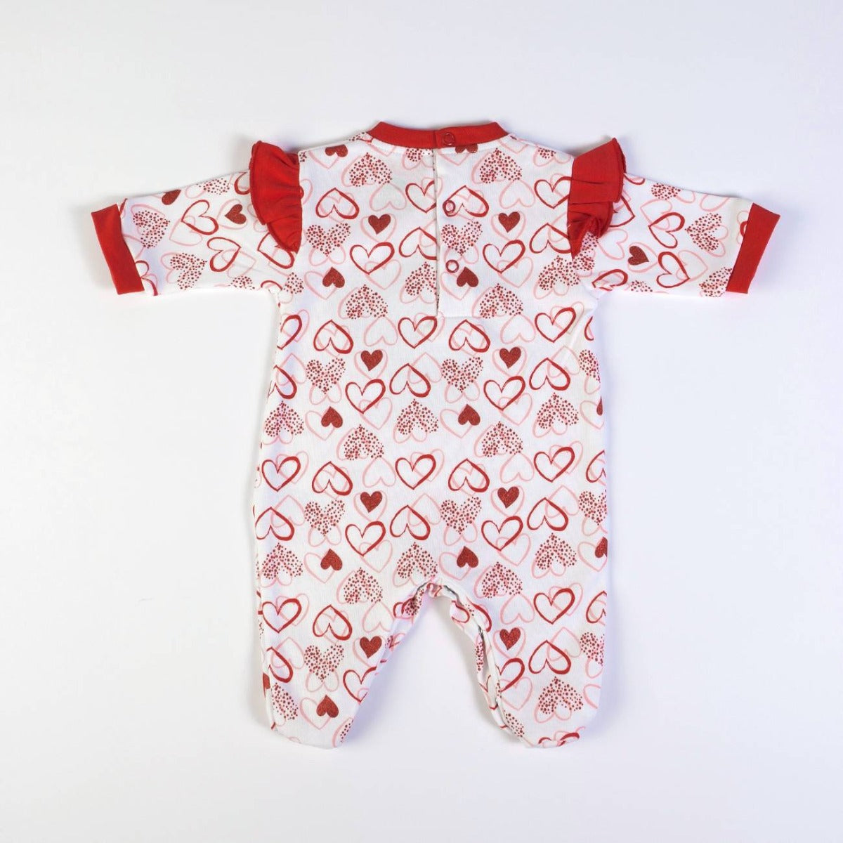 Tutina Neonato Nascita in Cotone Primavera - Cuori - retro