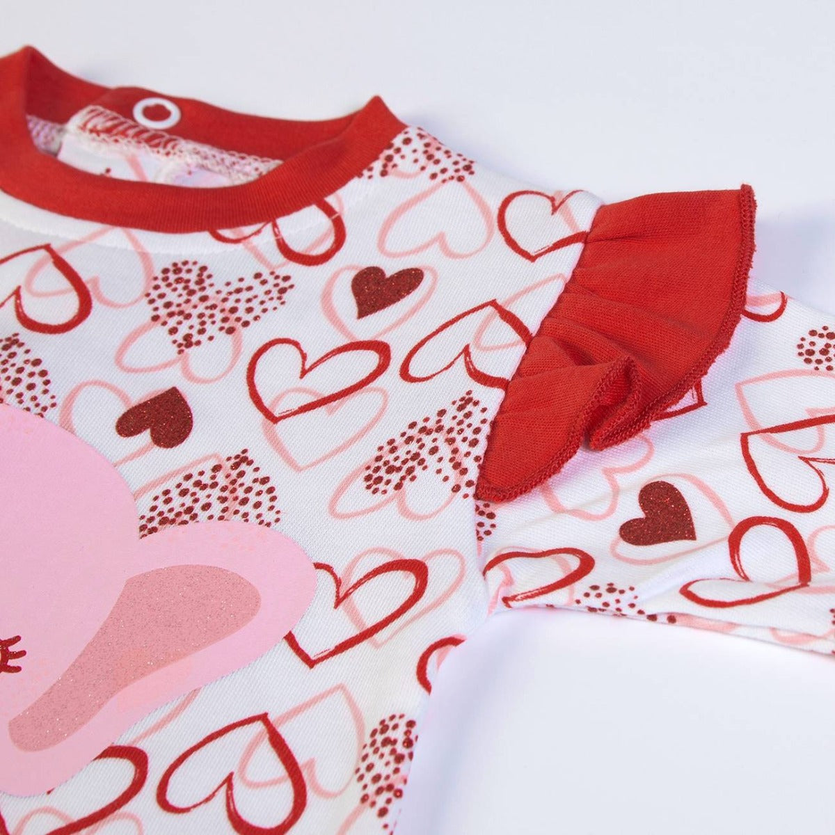 Tutina Neonato Nascita in Cotone Primavera - Cuori - rouge