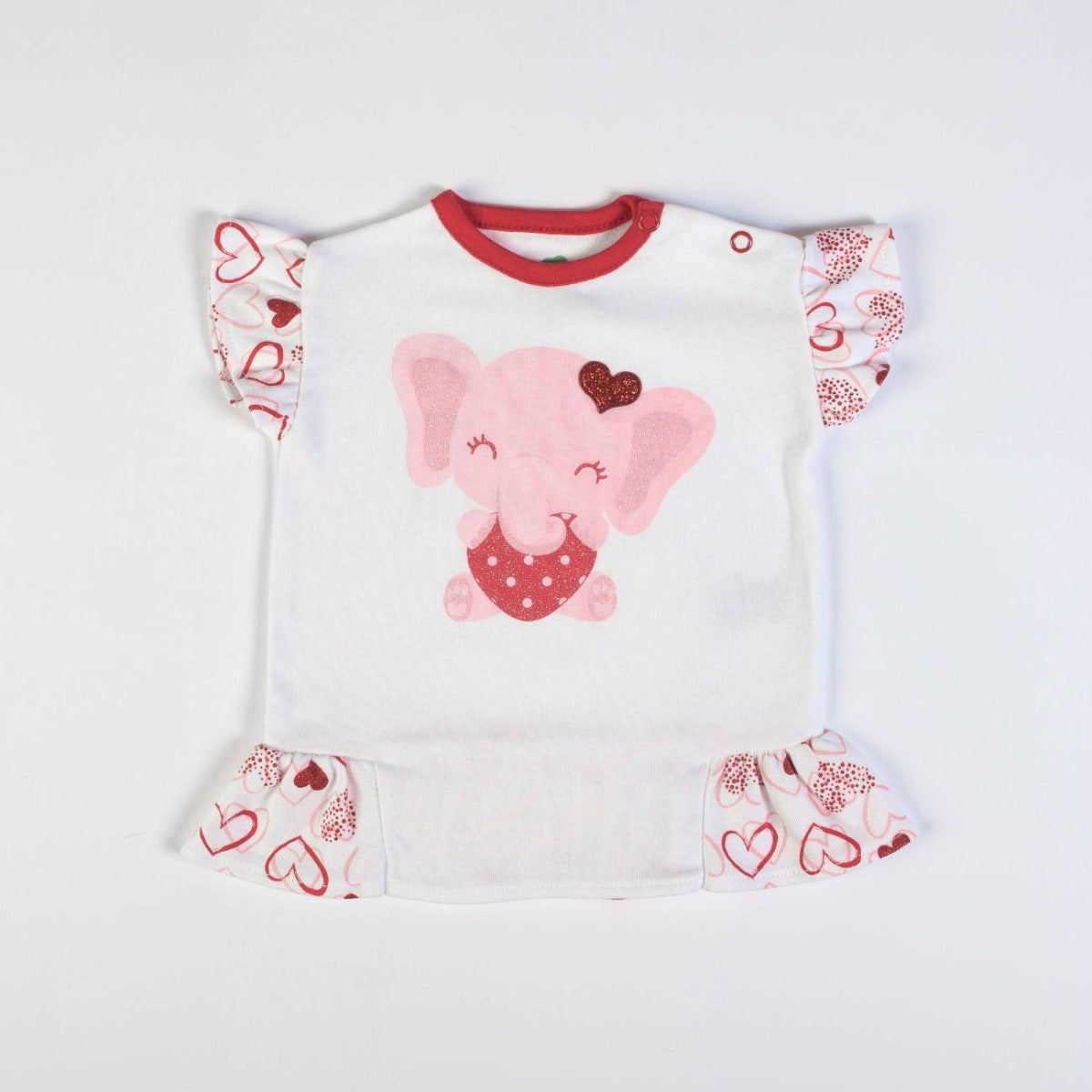 Completo Estivo Bambina in Cotone Maglia e Leggins - Cuori - maglia