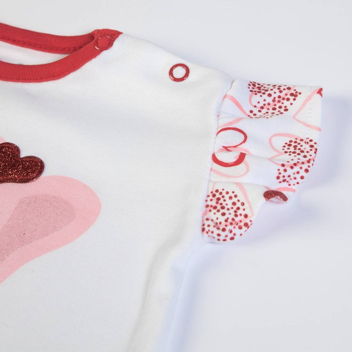Completo Estivo Bambina in Cotone Maglia e Leggins - Cuori - spalla