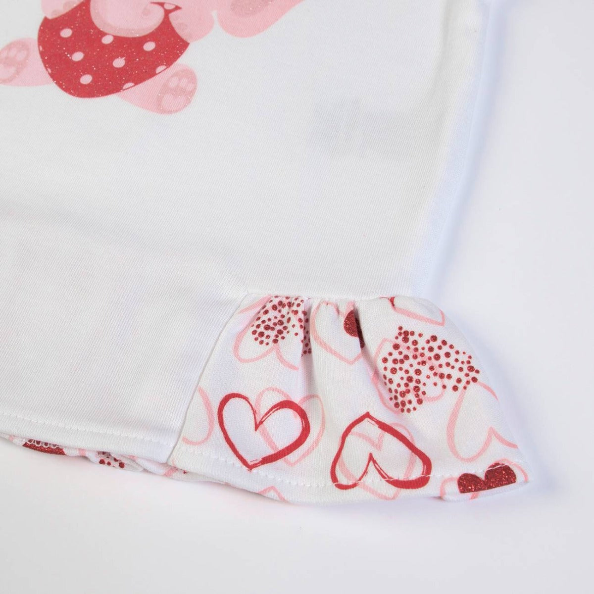 Completo Estivo Bambina in Cotone Maglia e Leggins - Cuori - rouge