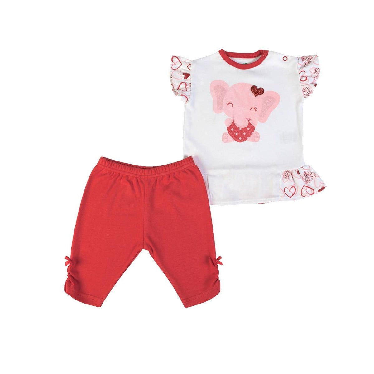 Completo Estivo Bambina in Cotone Maglia e Leggins - Cuori