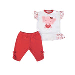 Completo Estivo Bambina in Cotone Maglia e Leggins - Cuori