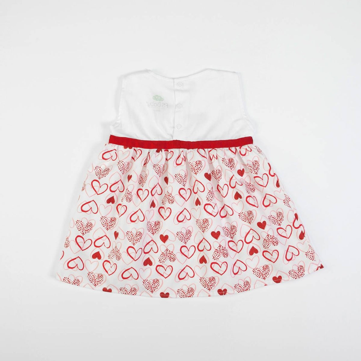 Vestito Neonata Bambina Giromanica Cotone Cuori - retro