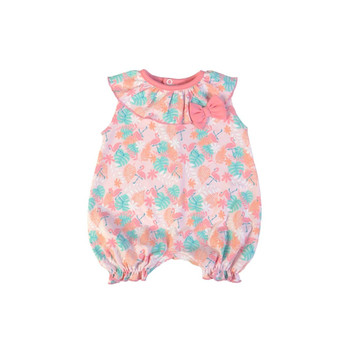 Pagliaccetto Neonata Bambina Estate in Cotone - Fenicotteri