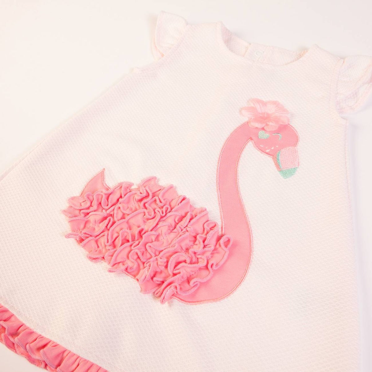 Vestito Estivo in Cotone Bambina - Fenicottero - ricamo