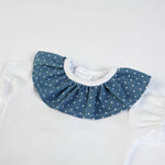 Pagliaccetto Neonata Bambina in Cotone Pois Blu - collo