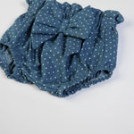 Pagliaccetto Neonata Bambina in Cotone Pois Blu - gamba