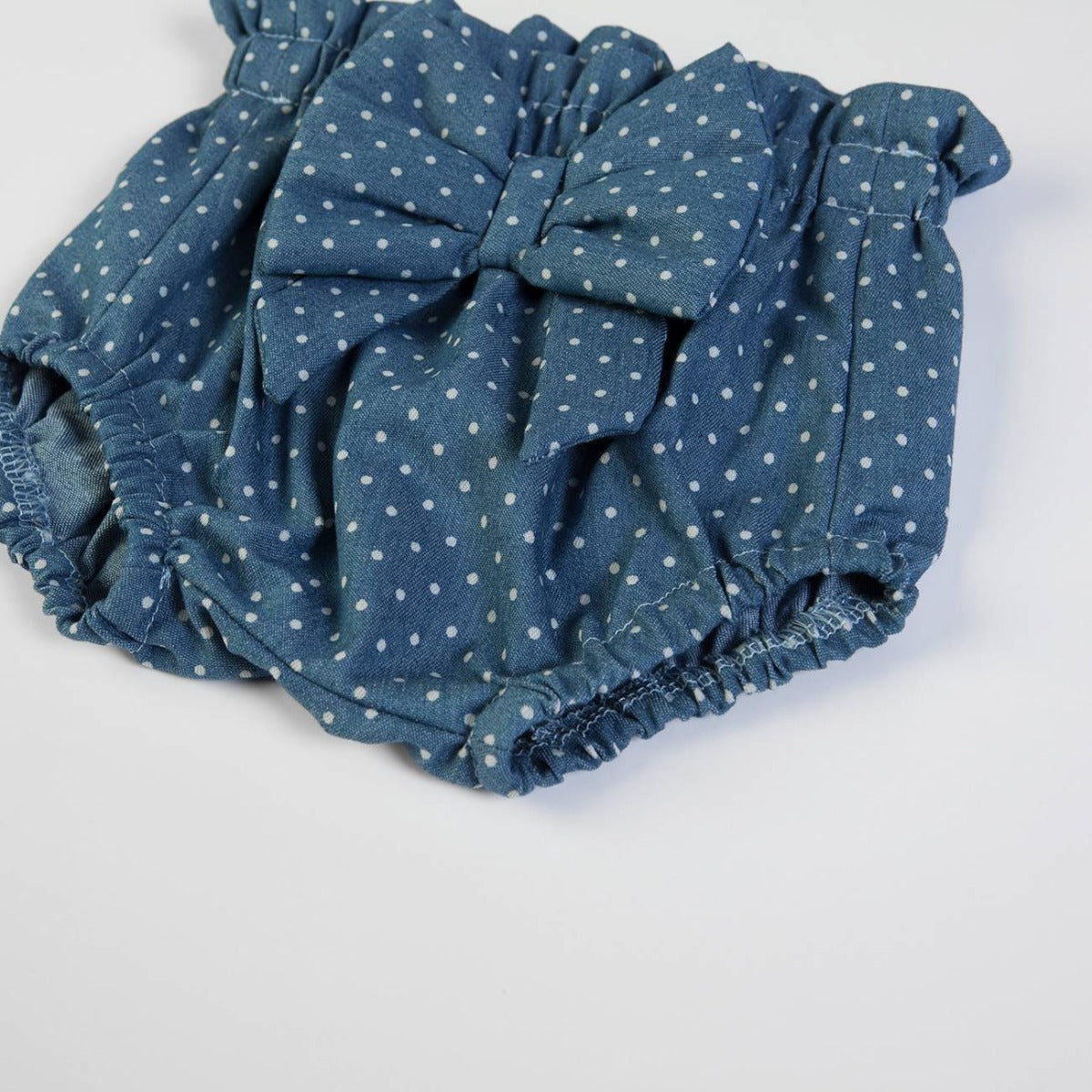 Pagliaccetto Neonata Bambina in Cotone Pois Blu - gamba